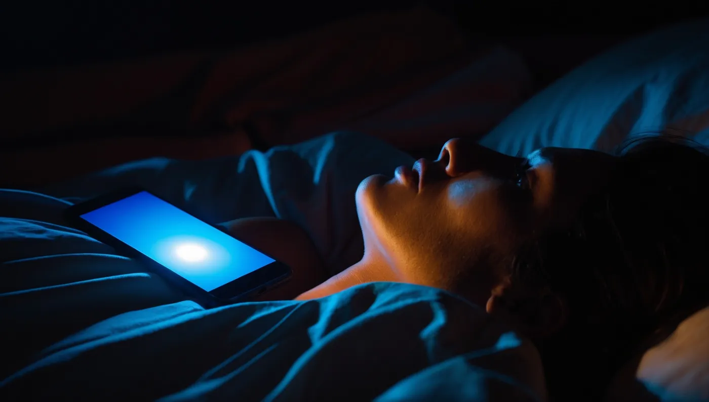 La lueur d’un écran sur une clavicule nue, dans une chambre sombre.